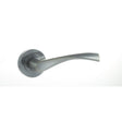 This is an image of Eco Aqua Aluminium Lever on Round Rose - Satin Chrome available to order from Trade Door Handles.