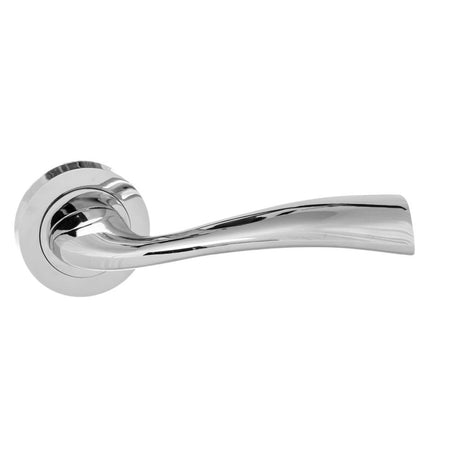 High quality image of Eco Wave Aluminium Lever on Round Rose - Polished Chrome | Sku. eco30pc | available to order from Trade Door Handles in Kendal.