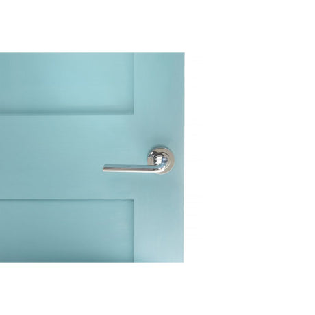 High quality image of Eco Surf Aluminium Lever on Round Rose - Polished Chrome | Sku. eco60pc available to order from Trade Door Handles in Kendal.