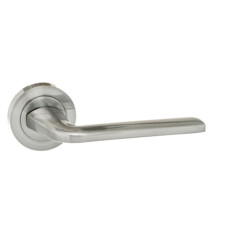 High quality image of Eco Surf Aluminium Lever on Round Rose - Satin Chrome | Sku. eco60sc | available to order from Trade Door Handles in Kendal.