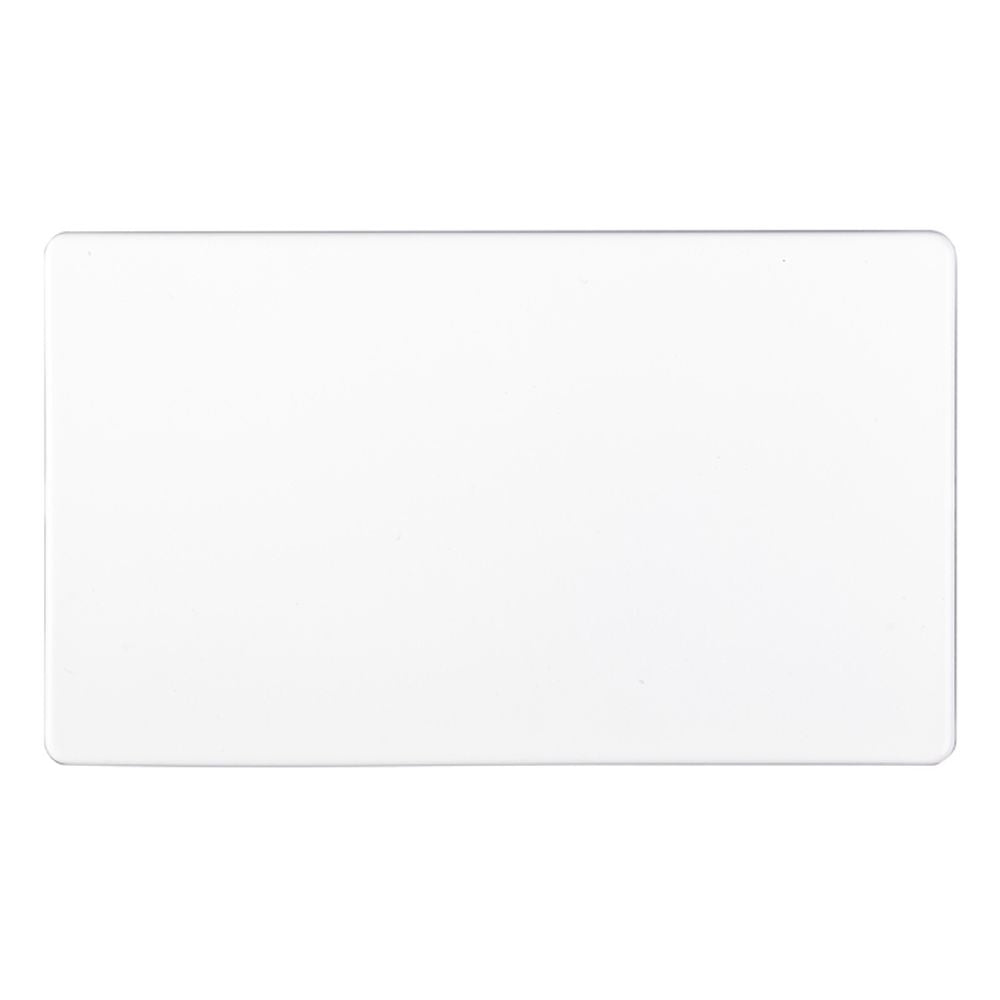 This is an image showing Eurolite Concealed 3mm Double Blank Plate - White (With White Trim) ecw2b available to order from trade door handles, quick delivery and discounted prices.