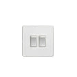 This is an image showing Eurolite Concealed 3mm 2 Gang Switch - White (With White Trim) ecw2sww available to order from trade door handles, quick delivery and discounted prices.