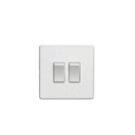 This is an image showing Eurolite Concealed 3mm 2 Gang Switch - White (With White Trim) ecw2sww available to order from trade door handles, quick delivery and discounted prices.