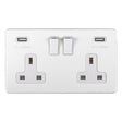 This is an image showing Eurolite Concealed 3mm 2 Gang USB Socket - White (With White Trim) ecw2usbw available to order from trade door handles, quick delivery and discounted prices.