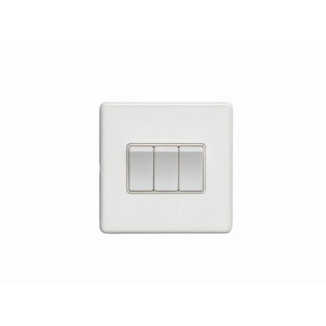 This is an image showing Eurolite Concealed 3mm 3 Gang Switch - White (With White Trim) ecw3sww available to order from trade door handles, quick delivery and discounted prices.