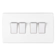 This is an image showing Eurolite Concealed 3mm 4 Gang Switch - White (With White Trim) ecw4sww available to order from trade door handles, quick delivery and discounted prices.