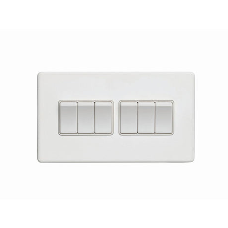 This is an image showing Eurolite Concealed 3mm 6 Gang Switch - White (With White Trim) ecw6sww available to order from trade door handles, quick delivery and discounted prices.