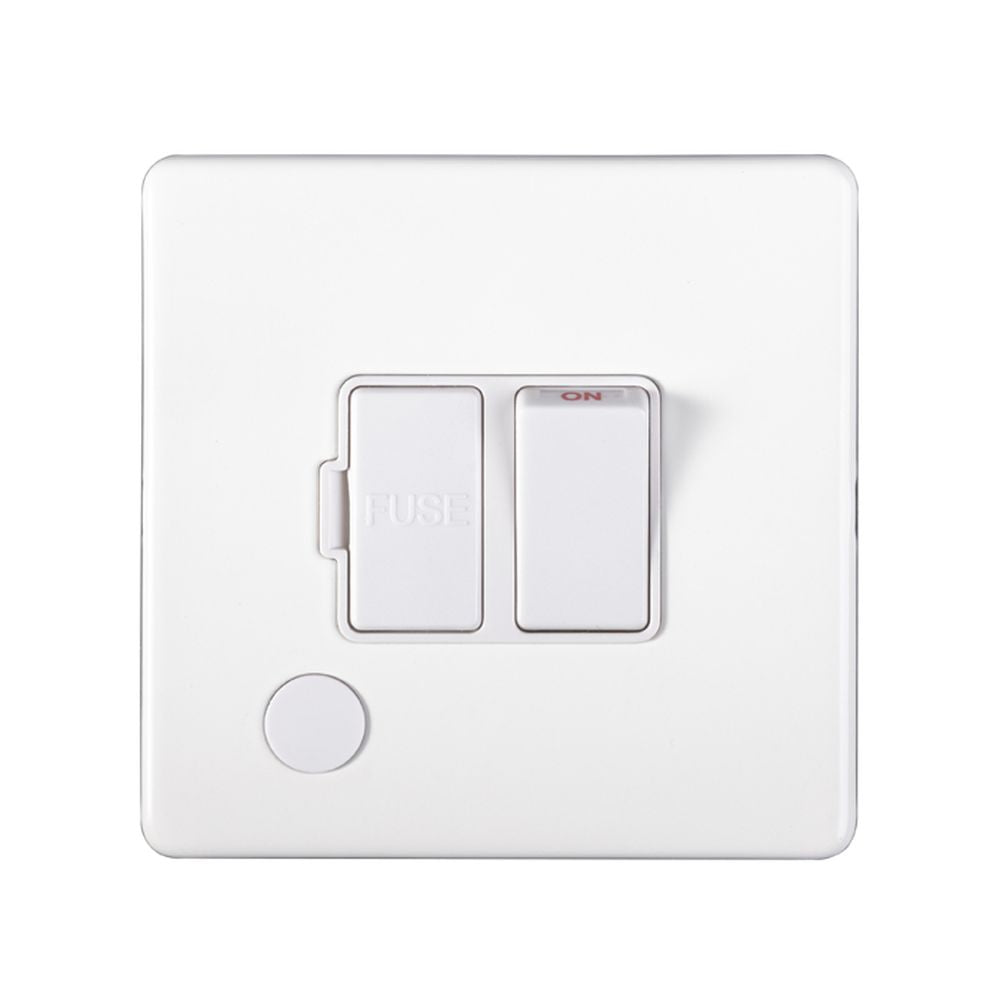 This is an image showing Eurolite Concealed 3mm Switched Fuse Spur - White (With White Trim) ecwswffow available to order from trade door handles, quick delivery and discounted prices.