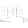 This image is a line drwaing of a Eurospec - Euro Profile BS Cylinder Deadlock 64mm - Satin Stainless Steel available to order from Trade Door Handles in Kendal