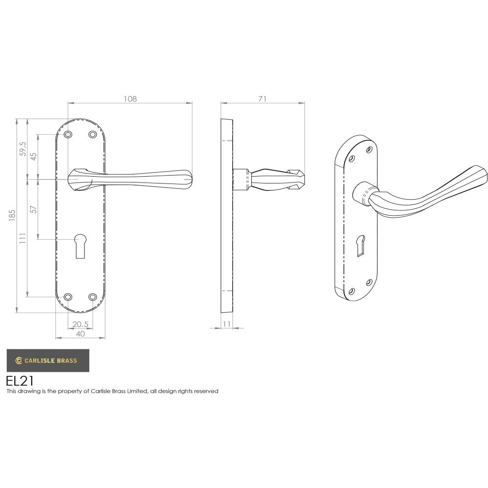 This image is a line drwaing of a Manital - Astro Lever on Lock Backplate - Polished Brass available to order from Trade Door Handles in Kendal