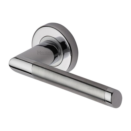 This is an image of a Heritage Brass - Door Handle Lever Latch on Round Rose Ellipse Design Apollo Fin, ell4242-ap that is available to order from Trade Door Handles in Kendal.