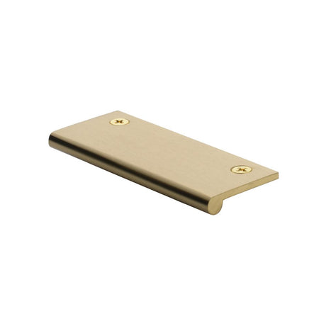 This is an image of a Heritage Brass - EP Edge Pull Cabinet Handle 100mm Satin Brass Finish, ep100-38-sb that is available to order from Trade Door Handles in Kendal.