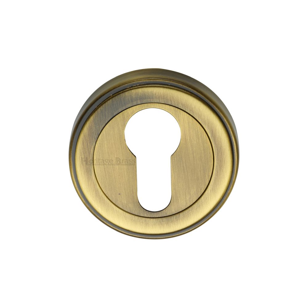 This is an image of a Heritage Brass - Euro Profile Cylinder Escutcheon Antique Brass Finish, erd7020-at that is available to order from Trade Door Handles in Kendal.