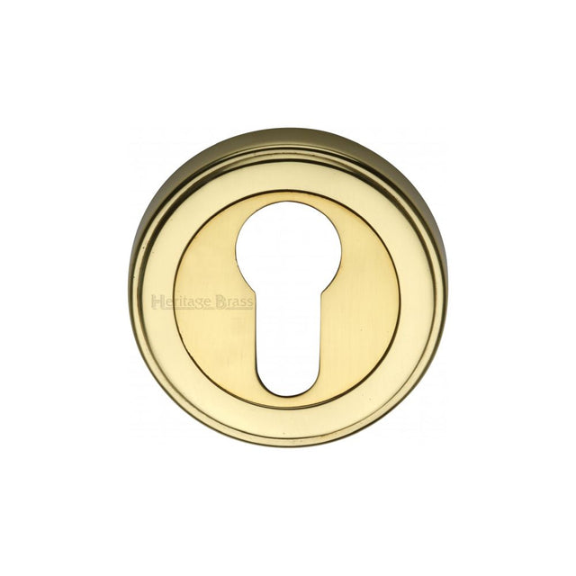 This is an image of a Heritage Brass - Euro Profile Cylinder Escutcheon Polished Brass Finish, erd7020-pb that is available to order from Trade Door Handles in Kendal.