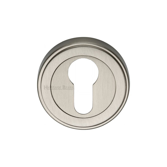 This is an image of a Heritage Brass - Euro Profile Cylinder Escutcheon Satin Nickel Finish, erd7020-sn that is available to order from Trade Door Handles in Kendal.