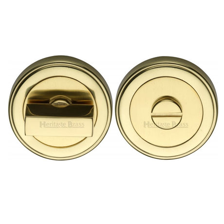 This is an image of a Heritage Brass - Round Turn & Release Cylinder with stepped edge Polished, erd7030-pb that is available to order from Trade Door Handles in Kendal.