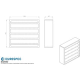 This image is a line drwaing of a Eurospec - Intumescent Air Transfer Vent Grille 150 x 150mm - Silver available to order from Trade Door Handles in Kendal