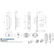 This image is a line drwaing of a Eurospec - Easi T Euro Profile BS Cylinder Sashlock 64mm - Satin Stainless Steel available to order from Trade Door Handles in Kendal