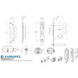 This image is a line drwaing of a Eurospec - Easi T Euro Profile BS Cylinder and Turn Sashlock 64mm - Satin Stainl available to order from Trade Door Handles in Kendal