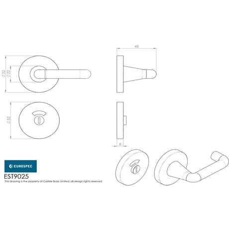 This image is a line drwaing of a Eurospec - Aluminium Disabled Thumbturn and Release - Satin Anodised Aluminium available to order from Trade Door Handles in Kendal