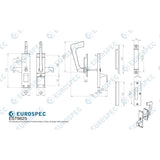 This image is a line drwaing of a Eurospec - Disabled Toilet Handle Set SAA - Satin Anodised Aluminium available to order from Trade Door Handles in Kendal