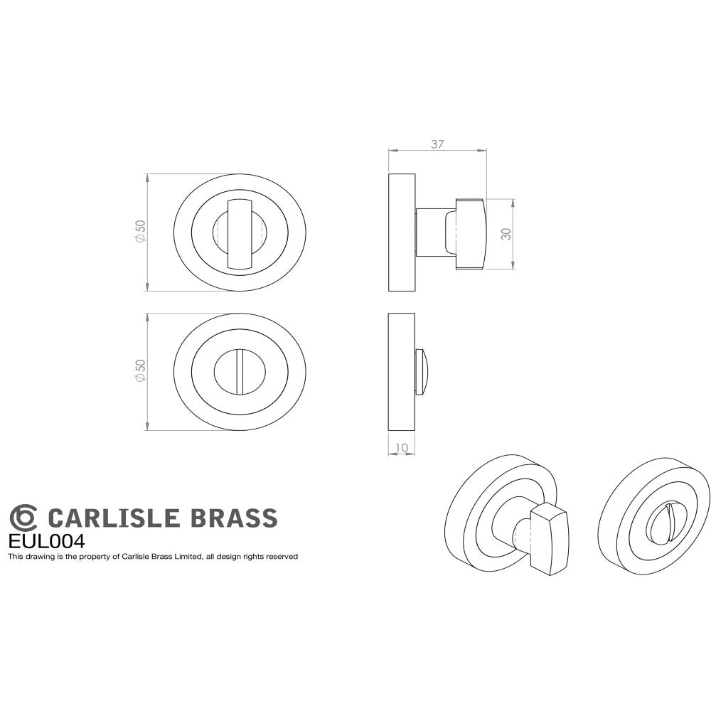 This image is a line drwaing of a Carlisle Brass - Thumbturn & Release - Satin Nickel available to order from Trade Door Handles in Kendal