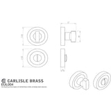 This image is a line drwaing of a Carlisle Brass - Thumbturn & Release - Satin Nickel available to order from Trade Door Handles in Kendal