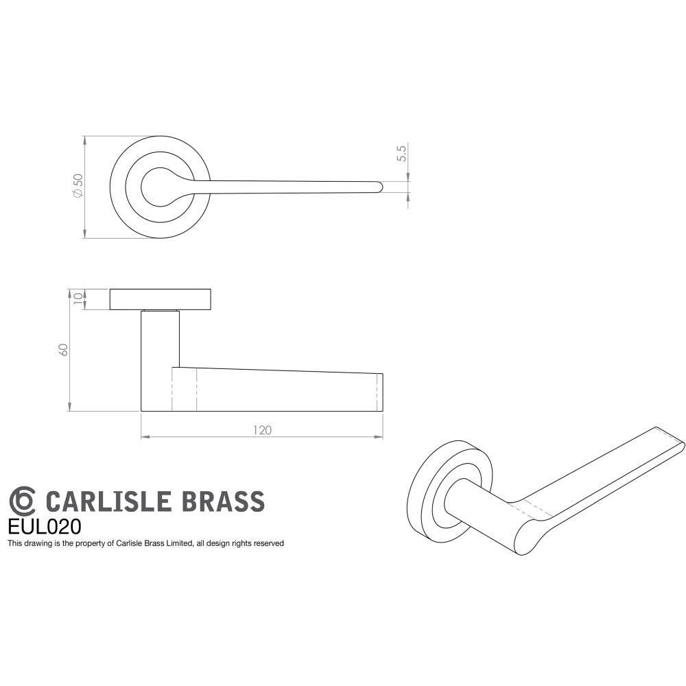 This image is a line drwaing of a Carlisle Brass - Velino Lever on Round Rose - Satin Nickel available to order from Trade Door Handles in Kendal