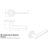 This image is a line drwaing of a Carlisle Brass - Velino Lever on Round Rose - Satin Brass available to order from Trade Door Handles in Kendal