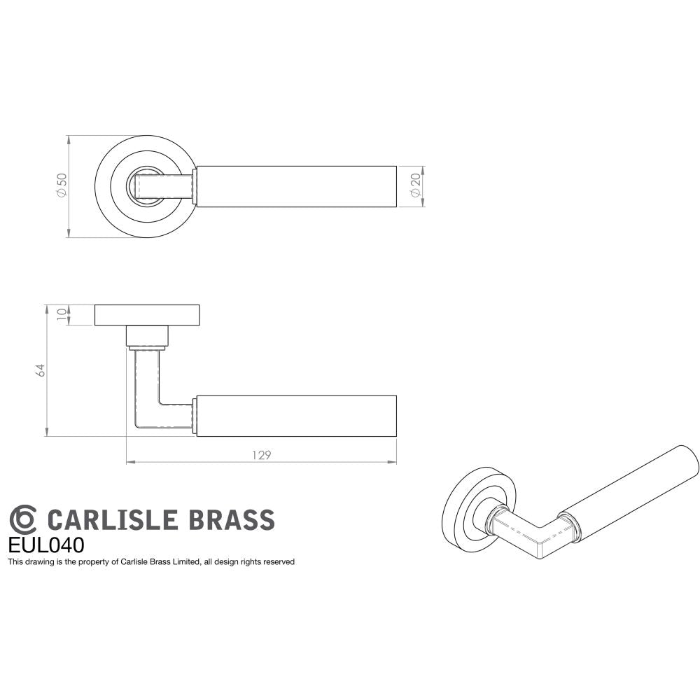 This image is a line drwaing of a Carlisle Brass - Amiata Lever on Rose - Matt Black available to order from Trade Door Handles in Kendal