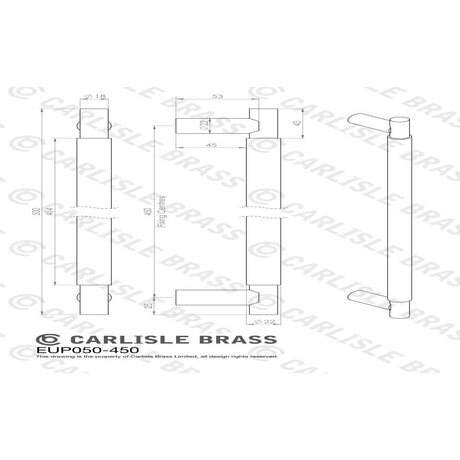 This image is a line drwaing of a Carlisle Brass - Varese Pull Handle - Satin Nickel available to order from Trade Door Handles in Kendal