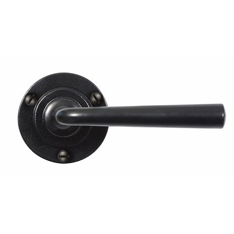 This is an image showing Stonebridge - Padstow Flat Black Lever Handle on Round Rose available from trade door handles, quick delivery and discounted prices.