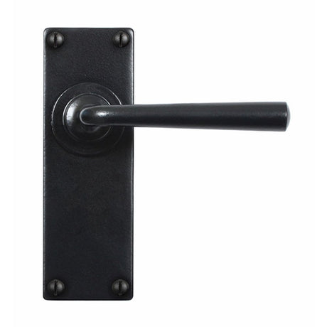 This is an image showing Stonebridge - Padstow Flat Black Lever Handle on Backplate (Latch/Passage) available from trade door handles, quick delivery and discounted prices.