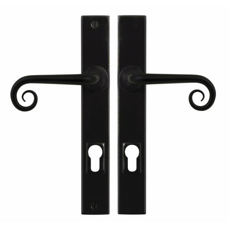 This is an image showing Stonebridge - Curl Flat Black Multipoint Handle (Entry - Sprung - Right Hand) available from trade door handles, quick delivery and discounted prices.