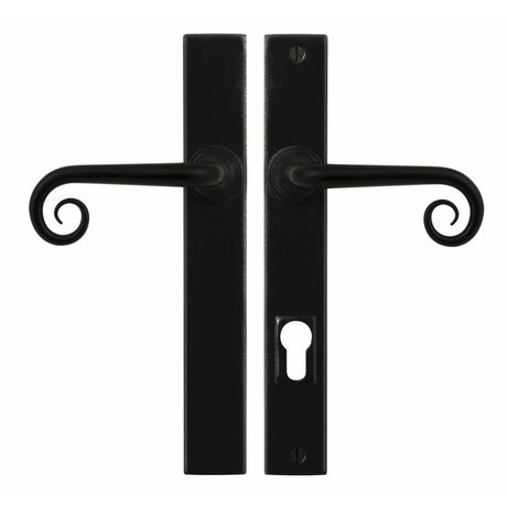 This is an image showing Stonebridge - Curl Flat Black Multipoint Handle (Patio - Unsprung - Right Hand) available from trade door handles, quick delivery and discounted prices.