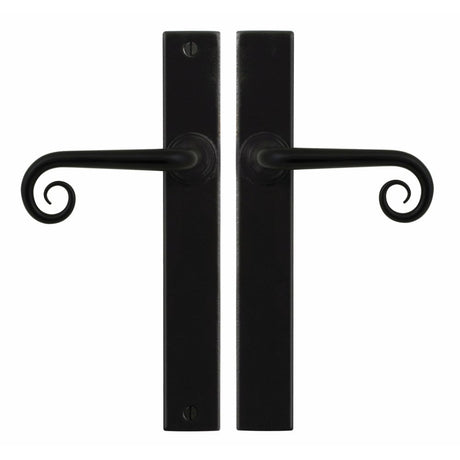 This is an image showing Stonebridge - Curl Flat Black Multipoint Handle (Passage - Unsprung - Right Hand available from trade door handles, quick delivery and discounted prices.
