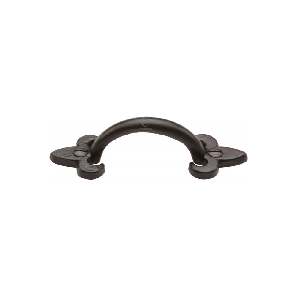 This is an image of a M.Marcus - Black Iron Rustic Cabinet Pull Fleur-de-lys Design 102mm, fb1092-102 that is available to order from Trade Door Handles in Kendal.