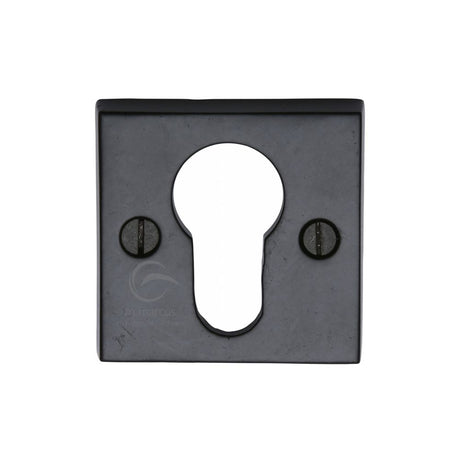 This is an image of a M.Marcus - Black Iron Rustic Euro Profile Cylinder Escutcheon, fb158 that is available to order from Trade Door Handles in Kendal.