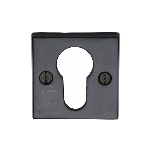 This is an image of a M.Marcus - Black Iron Rustic Euro Profile Cylinder Escutcheon, fb158 that is available to order from Trade Door Handles in Kendal.