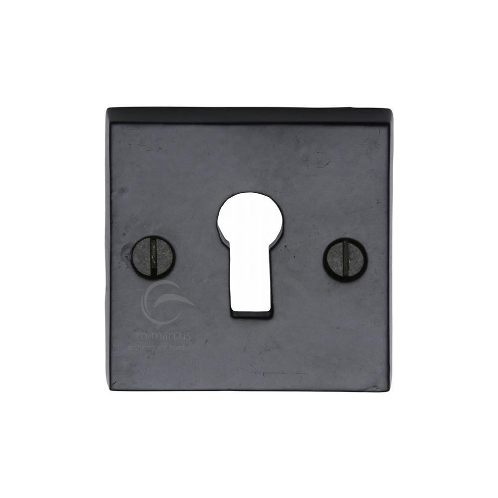 This is an image of a M.Marcus - Black Iron Rustic Key Escutcheon Square, fb159 that is available to order from Trade Door Handles in Kendal.