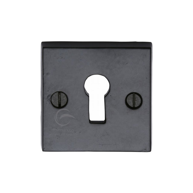 This is an image of a M.Marcus - Black Iron Rustic Key Escutcheon Square, fb159 that is available to order from Trade Door Handles in Kendal.