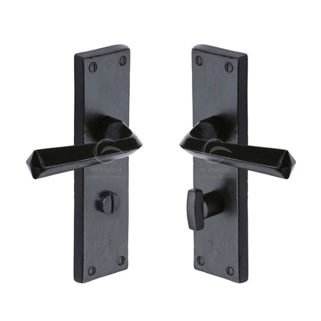 This is an image of a M.Marcus - Black Iron Rustic Door Handle Bathroom Set Bridgnorth Design, fb2530 that is available to order from Trade Door Handles in Kendal.