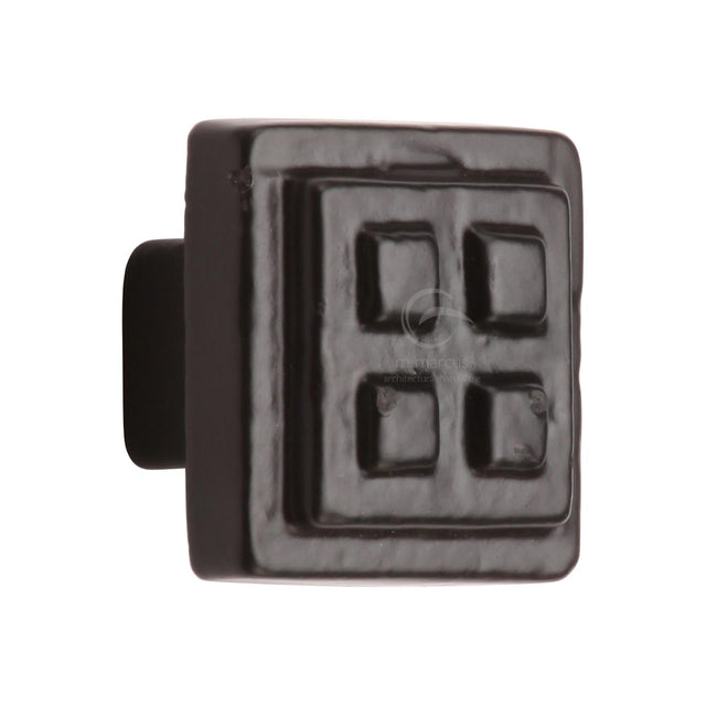 This is an image of a M.Marcus - The Black Iron Square Craft Cabinet Knob 32mm, fb3622 that is available to order from Trade Door Handles in Kendal.