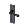 This is an image of a M.Marcus - Black Iron Rustic Door Handle Lever Latch Ashfield Design, fb3710 that is available to order from Trade Door Handles in Kendal.