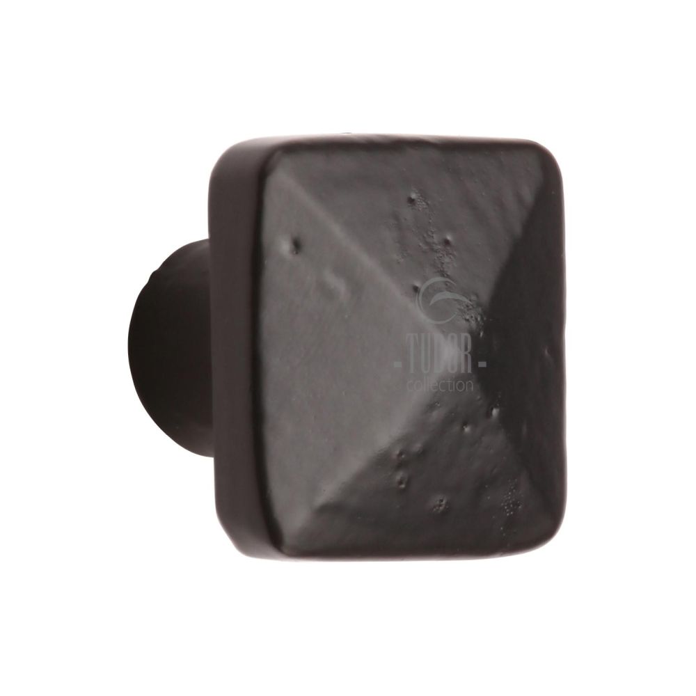 This is an image of a M.Marcus - Black Iron Rustic Cabinet Knob Square Pyramid Design 32mm, fb390-32 that is available to order from Trade Door Handles in Kendal.