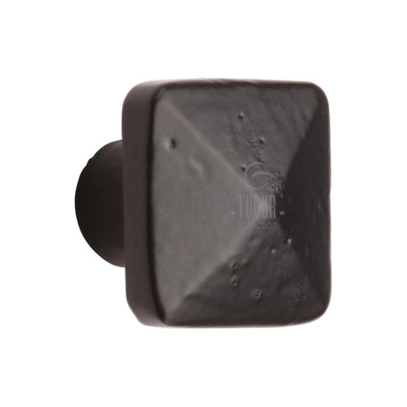 This is an image of a M.Marcus - Black Iron Rustic Cabinet Knob Square Pyramid Design 32mm, fb390-32 that is available to order from Trade Door Handles in Kendal.