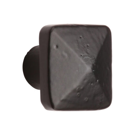 This is an image of a M.Marcus - Black Iron Rustic Cabinet Knob Square Pyramid Design 38mm, fb390-38 that is available to order from Trade Door Handles in Kendal.