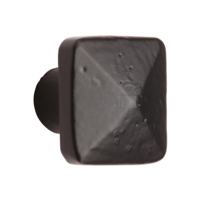 This is an image of a M.Marcus - Black Iron Rustic Cabinet Knob Square Pyramid Design 38mm, fb390-38 that is available to order from Trade Door Handles in Kendal.