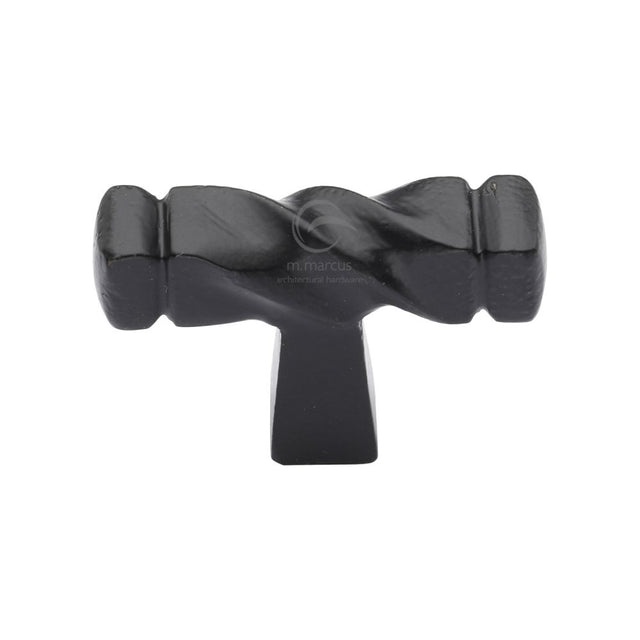 This is an image of a M.Marcus - Black Iron Rustic Cabinet Knob Twist Design 44mm, fb399 that is available to order from Trade Door Handles in Kendal.