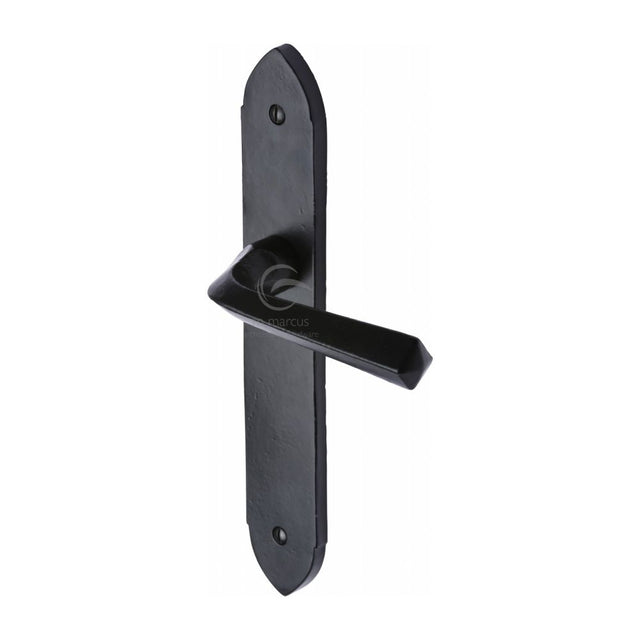 This is an image of a M.Marcus - Black Iron Rustic Door Handle Lever Latch Grafton Design, fb4410 that is available to order from Trade Door Handles in Kendal.